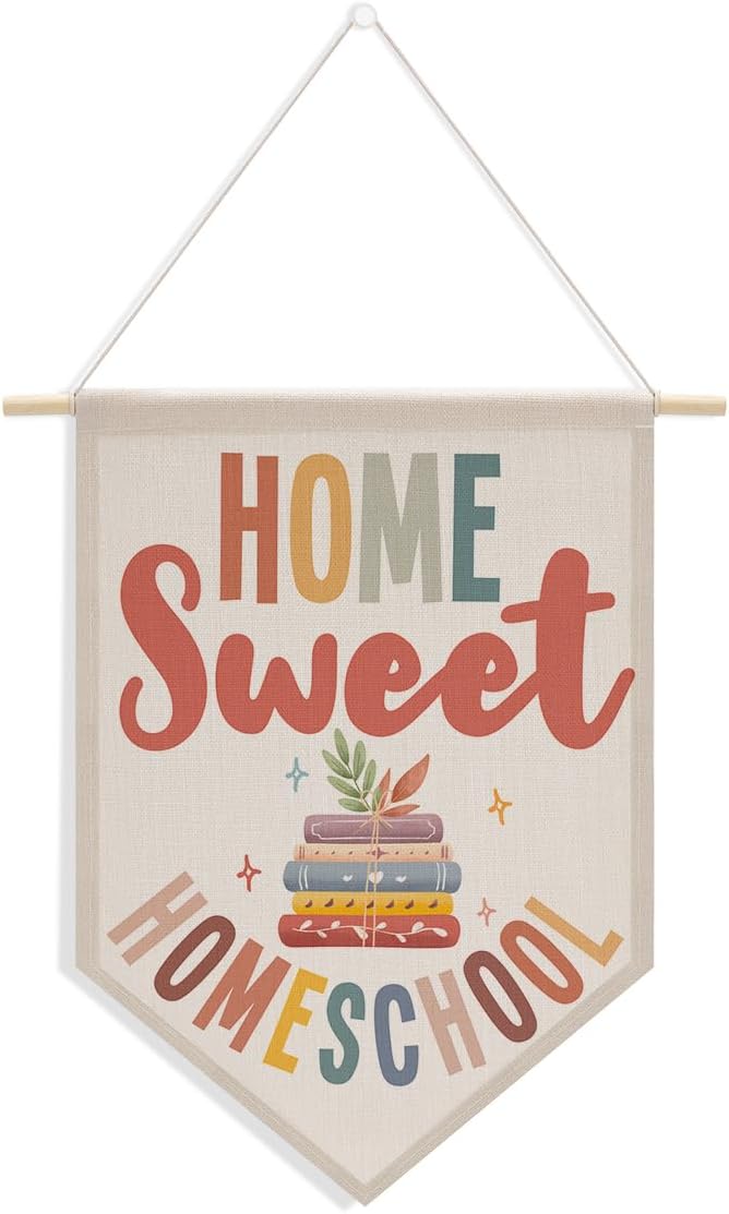 XFN Homeschool Reading Room Classroom Wall Decor Homeschool Supplies Essentials Wall Hanging Pennant Flag Banner Teacher Office Bedroom Home Decor Wall Art Book Lovers Gifts Christmas Birthday Gifts - Image 1